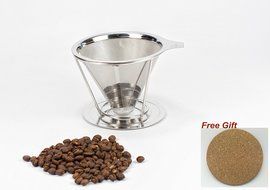 Skytree Reusable Stainless Steel Coffee Filter, Portable Cone Coffee Dripper, Coffee Brewer, Pour Over Coffee... N5