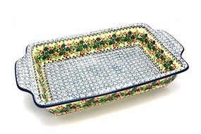 Polish Pottery Baker - Rectangular Brownie Pan - Holly Berry
