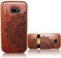 Samsung Galaxy S7 Wooden Case,T-Young(TM) Natural Wood Bamboo Carved [Stylish Pattern] Case Hard Back Shockproof... N2