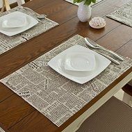 Fashion linen fabric placemat heat insulation mat dining table mat coasters 32x45cm newspaper printing N3