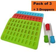 3 PCS Silicone Gummy Bear Molds 150 Cavities with 3 Droppers -Silicone Gummy Bear Mold Candy Mold, Bear Molds,... N4