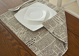 Fashion linen fabric placemat heat insulation mat dining table mat coasters 32x45cm newspaper printing N4