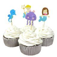 BETOP HOUSE Set of 24 Pieces Under The Sea Theme Mermaid Couple Cake Cupcake Decorative Cupcake Topper for Kids... N2