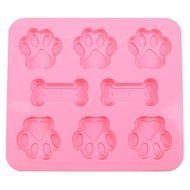 JLHua 8 Cavity Paw Print with Bones Silicone Non Stick Cake Bread Mold Chocolate Jelly Candy Baking Mould N7