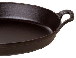Staub Oval Roasting Dish - 9.5" x 6.75" - 1Qt - Black Matte N3