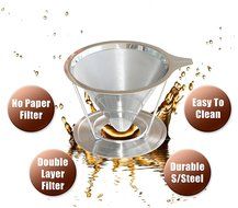 Bröyêur Paperless and Reusable Coffee Filter / Dripper Maker with Stand, Coffee Scoop and Recipes eBook N3