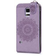 Badalink Galaxy S5 Mini Up-Down Open Folio Flip Case Kickstand Vertical PU Leather Embossed Totem Magnetic Snap... N15