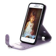 Badalink Galaxy S5 Mini Up-Down Open Folio Flip Case Kickstand Vertical PU Leather Embossed Totem Magnetic Snap... N16