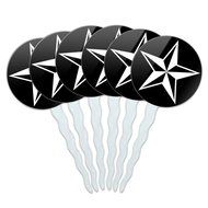 Set of 6 Cupcake Picks Toppers Decoration Symbols - Dollar Sign Gold and Black