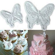 2PCS Butterfly Cake Cookies Cutter Plunger Sugarcraft Decorating Fondant Mold