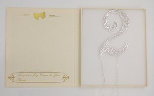 LOVENJOY with Gift Box Number 1 Crystal Rhinestone Baby Shower Wedding Birthday Anniversary Engagement Metal Cake... N3