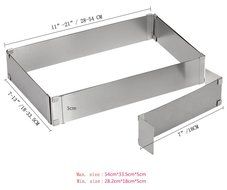 11-21" / 28cm-54cm Big Size Adjustable Rectangle Scalable Mousse Cake Ring Baking Mold Stainless steel N2