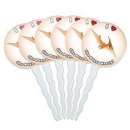 Set of 6 Cupcake Picks Toppers Decoration I Love Heart - Sloths N4