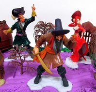 12 Piece PIRATE Yo Ho Yo Ho Birthday Cake Topper Set Featuring Random Pirate Figures and Decorative Themed Accessories