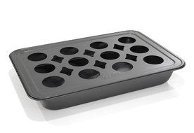 Mrs. Fields Bakeware Bake N Stuff Cupcake Pan Makes 6 Candy Filled Cupcakes, Black N14