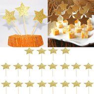 Pack of 20 Glitter Paper Star Cake Topper Birthday Kids Baby Shower Cake Decor