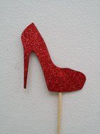 Red Glitter High Heel Cupcake Toppers-10 Pieces for Birthdays/Bachelorette/Bridal Shower