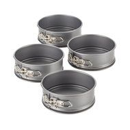 Cake Boss Novelty Nonstick Bakeware 4-Piece Springform Pan Set, Mini, Gray N3