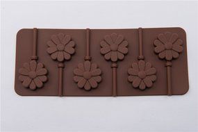6 Cavity Sunflower Shape Lollipop Pudding Chocolate Ice Mold for Homemade DIY Products for Kids N3