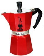 Bialetti Color Espresso Coffee Maker . Designer Color Red. 6 cup