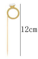 PuTwo 10 Counts Glitter Gold Diamond Ring Wedding Cupcake Toppers Birthday Cake Decorations N2