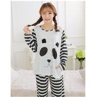 KAKA(TM) Women's Fashion Cartoon Pink Love Pure Cotton Pyjamas Homewear Sleepwear Set Long Sleeve Long Pants -XXL N29