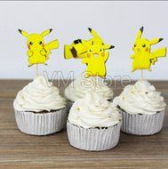 VM Pokemon Go &quot;PIKACHU&quot; 24 Piece Cupcake Topper (double sided)