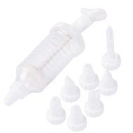 Cake Decorating Tool Set with 8 Nozzles White Cake Nozzles Piping Syringe Baking Supplies
