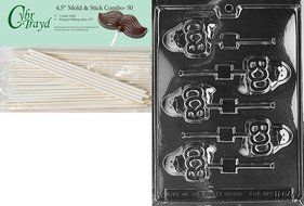 Cybrtrayd 45St50-H067 Boo Ghost Lolly Halloween Chocolate Candy Mold with 50 4.5-Inch Lollipop Sticks