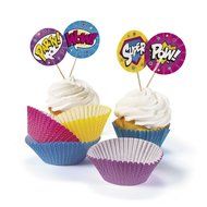 Superhero Girl Cupcake Wrappers with Picks