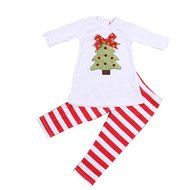 Clothes Set ,BeautyVan 1Set Kids Toddler Girls Christmas Trees T-shirt Tops+Pants Outfits Clothes (4T, White) N5