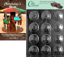 Cybrtrayd &quot;Bite Size Sand Dollar&quot; Nautical Chocolate Candy Mold with Chocolatier&#039;s Guide Instructions Book Manual