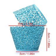 PONATIA 50 Vine Filigree Lace Cupcake Wrapper Wraps Liner Wedding Party Cake Decoartion (Pink) N7