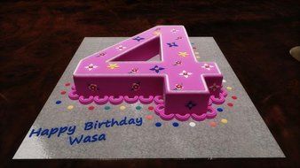 Professional Small Number Four 4 Wedding Birthday Anniversary Cake Baking Pan / Tin 10" X 8" N3