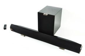 Aura Sound Aura 2.1 Powered Sound Bar with Wireless Subwoofer (Black Gloss, Single Bar/Single Woofer) (Discontinued...