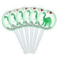 Set of 6 Cupcake Picks Toppers Decoration I Love Heart - Sloths N8