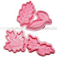 Generic 4Pcs/Set Fondant Leaf Flower Plunger Cake Cookie Sugar Craft Decorating Cutters Mold(Pink&pound;&copy; N2