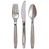 Plastic Silverware Set for 8 Guests, Yellow, 24 Pieces N2