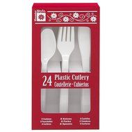 Plastic Silverware Set for 8 Guests, Yellow, 24 Pieces N3