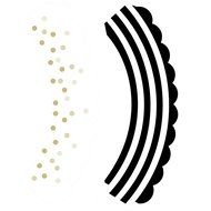 Cupcake Wrappers, Gold Ombre Polka Dots, Black and White Stripe, Confetti Couture Party Supplies, 36
