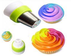 2 Pack Swirl 3 Color Coupler Decorating Tool Cake Tools Cupcake Fondant Cookie Cutters Icing Piping Cream Pastry... N2