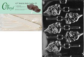 Cybrtrayd 45St25-A008 Unicorn Lolly Animal Chocolate Candy Mold with 25 4.5-Inch Lollipop Sticks