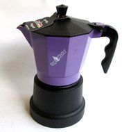 Top Moka: "Top" Aluminium Coffee Maker, Lilac with Teflon Boiler Chamber, 6-Cups [ Italian Import ]