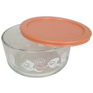 Pyrex 7201 4 Cup Ghost Glass Bowl and 7201-PC Light Orange Lid