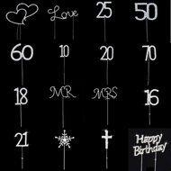 60th Anniversary Birthday Party Cake Topper w/Rhinestone N2