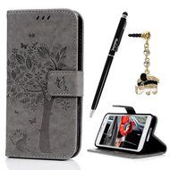 S5 Case,Samsung Galaxy S5 Case (i9600) - Wallet Embossed Flower Tree PU Leather Soft TPU Inner Cover with Magnetic... N3