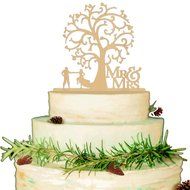 Aisila Mr and Mrs Cake Toppers Wooden Bride Groom Tree Rustic Wedding Cake Topper