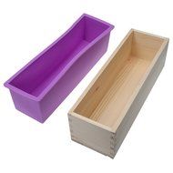 YFShine Flexible Rectangle Silicone Soap Loaf Mold Wooden Box DIY Making Supplies Tools (1200g, Pink) N4