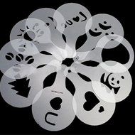16pcs Cappuccino Coffee Stencils Template Strew Pad Duster Spray N3