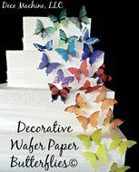 24 Decorative Wafer Paper Butterflies&copy; Small Assorted Rainbow Colors Butterflies Pre-cut 1.75&quot; each Edible Butterfly